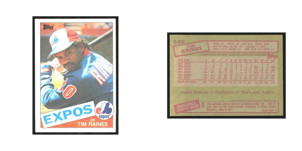 1985 Topps Tim Raines Montreal Expos #630
