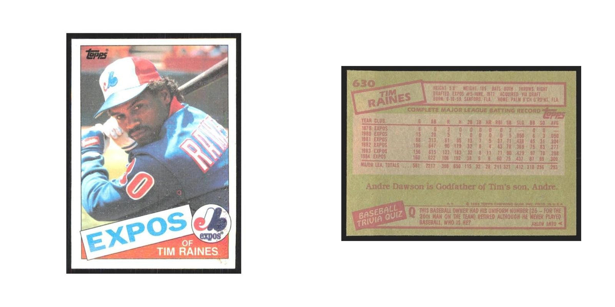 1985 Topps Tim Raines Montreal Expos #630
