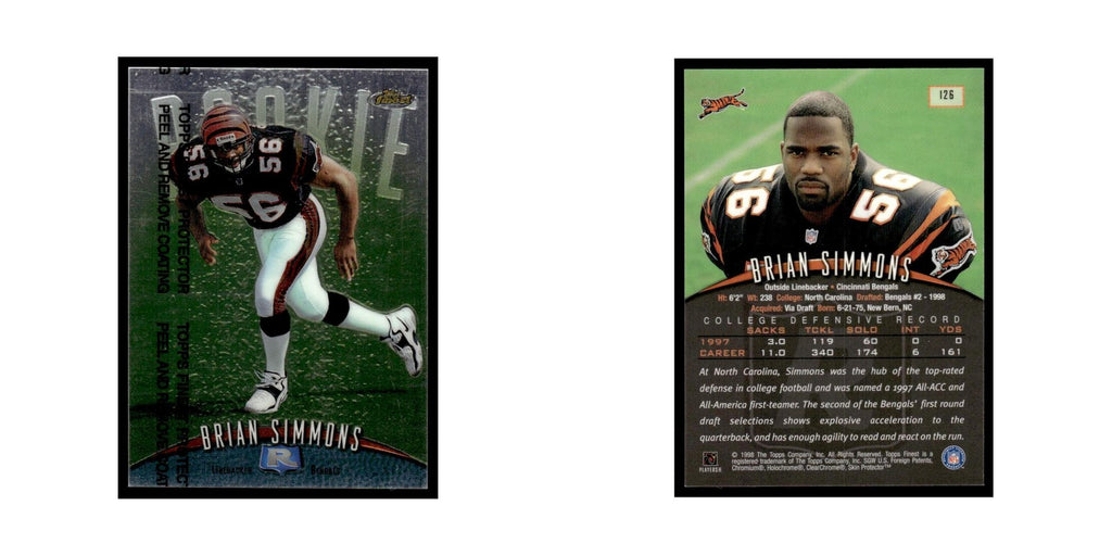 1998 Topps Finest with Coating Brian Simmons Bengals #126