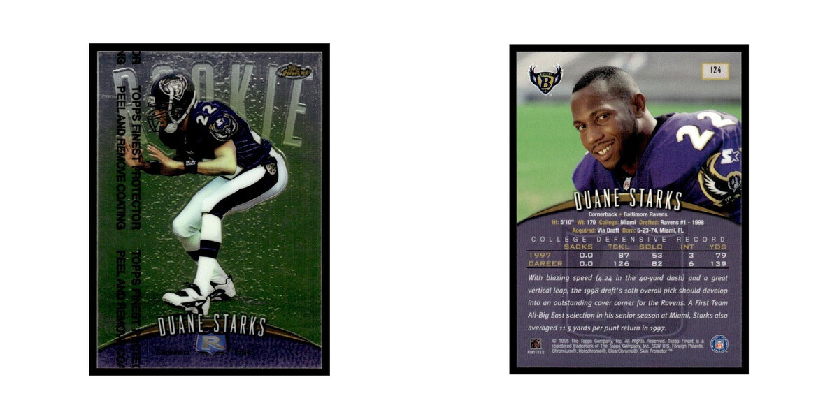 1998 Topps Finest with Coating Duane Starks Ravens #124