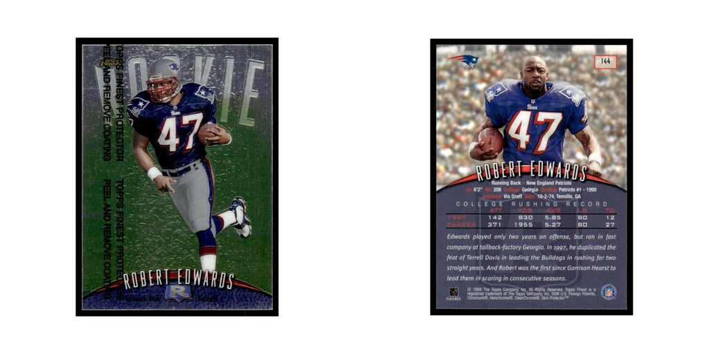 1998 Topps Finest with Coating Robert Edwards Patriots #144