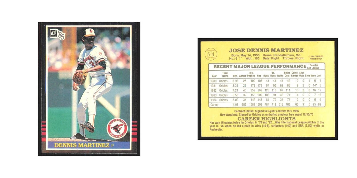 1985 Donruss Dennis Martinez Orioles #514