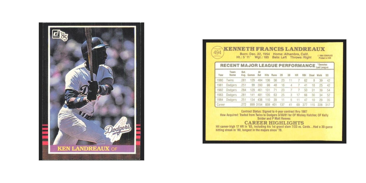 1985 Donruss Ken Landreaux Dodgers #494