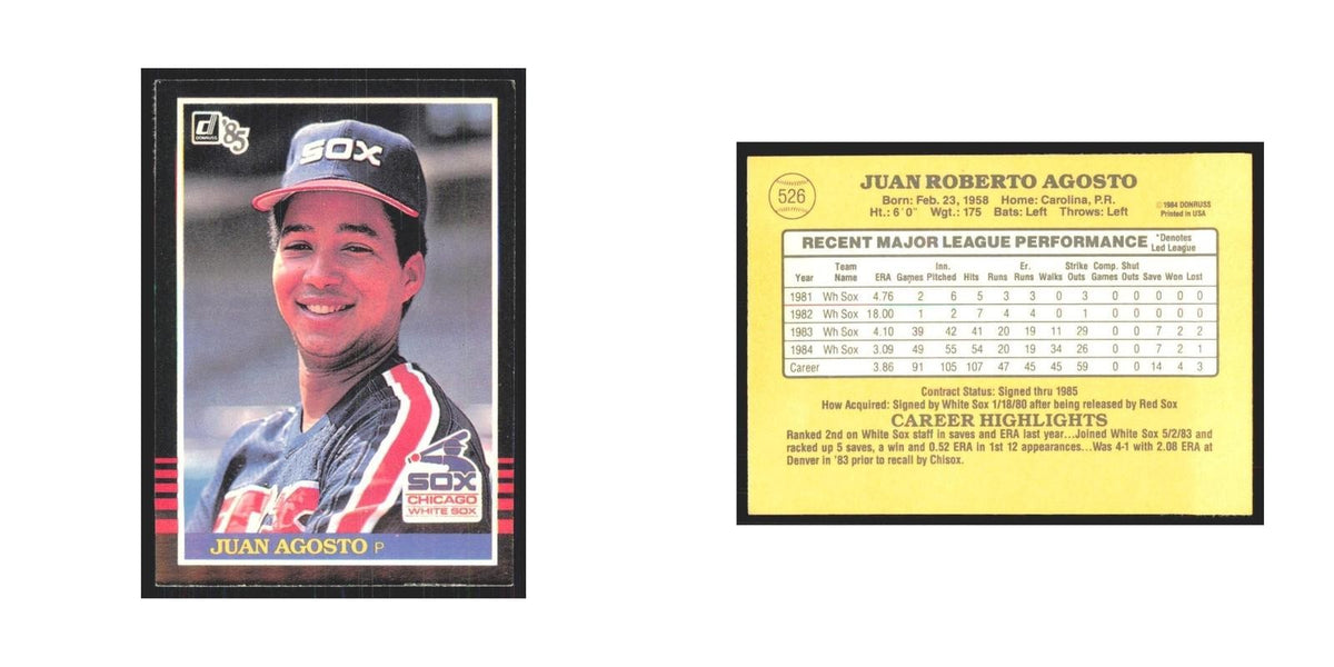 1985 Donruss Juan Agosto White Sox #526