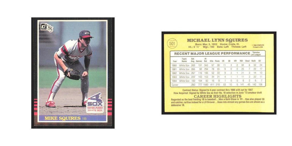 1985 Donruss Mike Squires White Sox #501