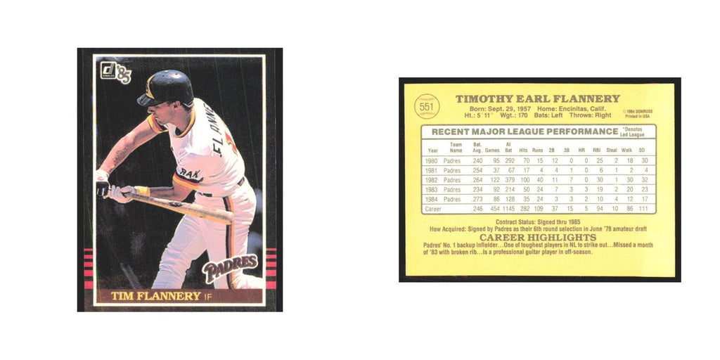 1985 Donruss Tim Flannery Padres #551