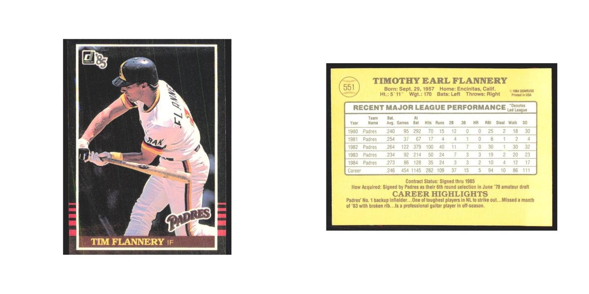 1985 Donruss Tim Flannery Padres #551