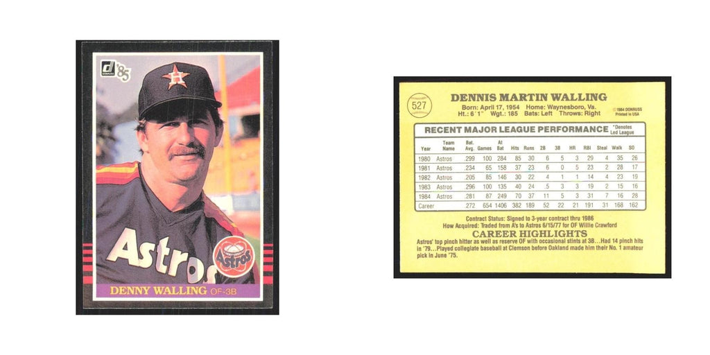 1985 Donruss Denny Walling Astros #527