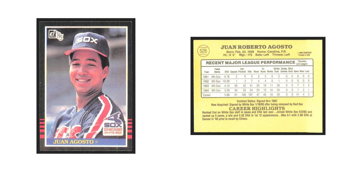 1985 Donruss Juan Agosto White Sox #526