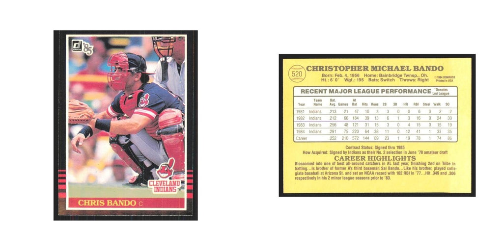 1985 Donruss Chris Bando Indians #520