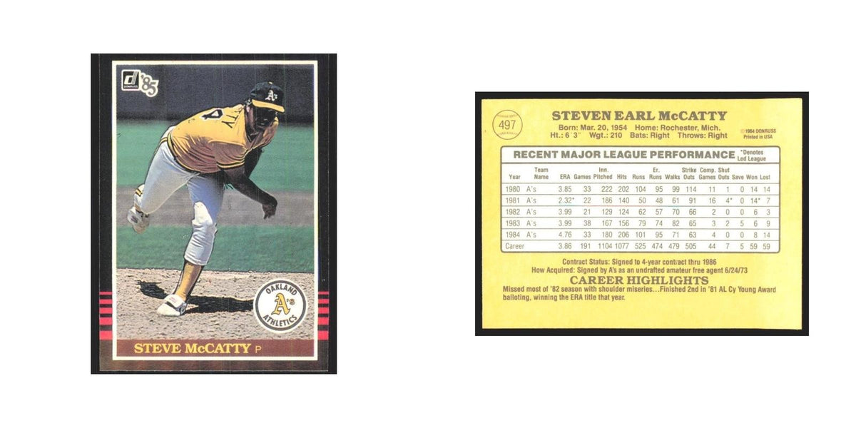 1985 Donruss Steve McCatty Athletics #497