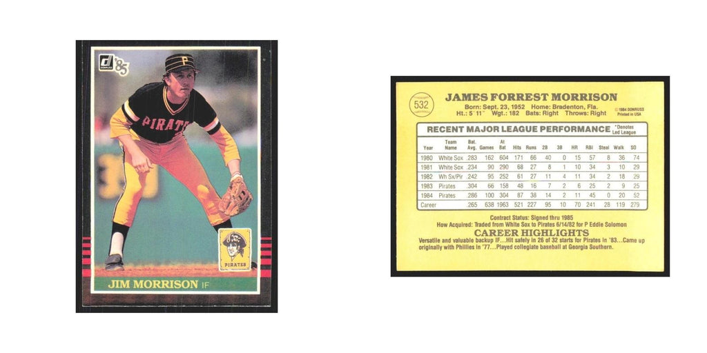 1985 Donruss Jim Morrison Pirates #532
