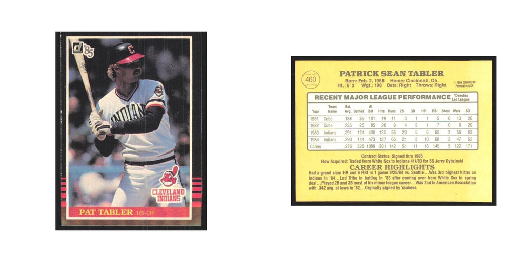 1985 Donruss Pat Tabler Indians #460