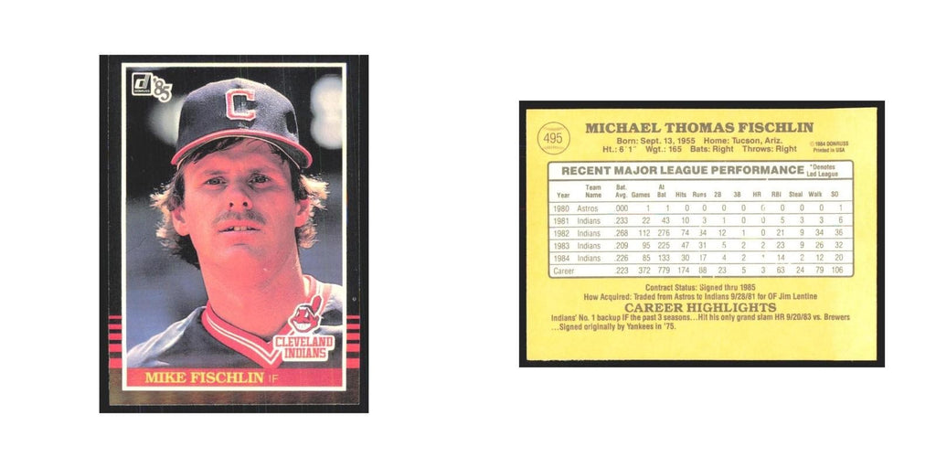 1985 Donruss Mike Fischlin Indians #495
