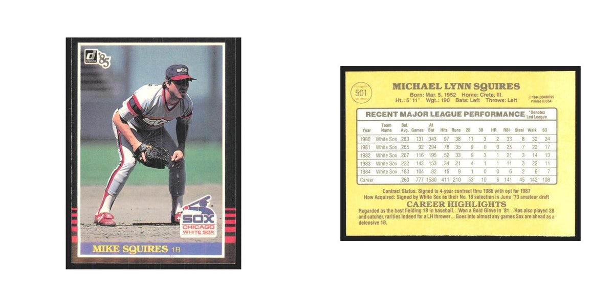 1985 Donruss Mike Squires White Sox #501