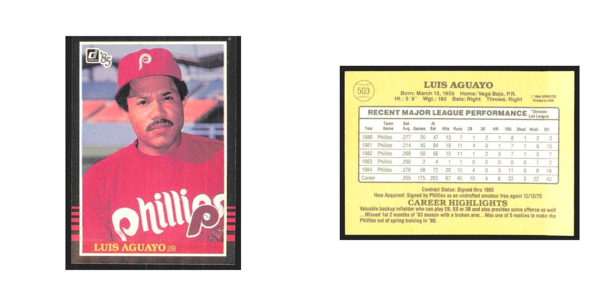 1985 Donruss Luis Aguayo Phillies #503