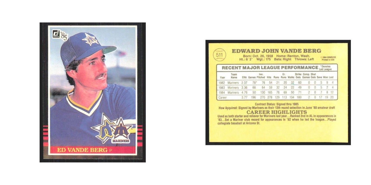 1985 Donruss Ed Vande Berg Mariners #511