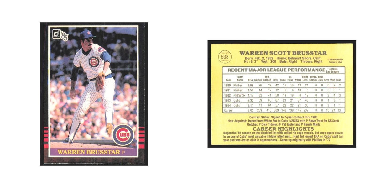 1985 Donruss Warren Brusstar Cubs #533
