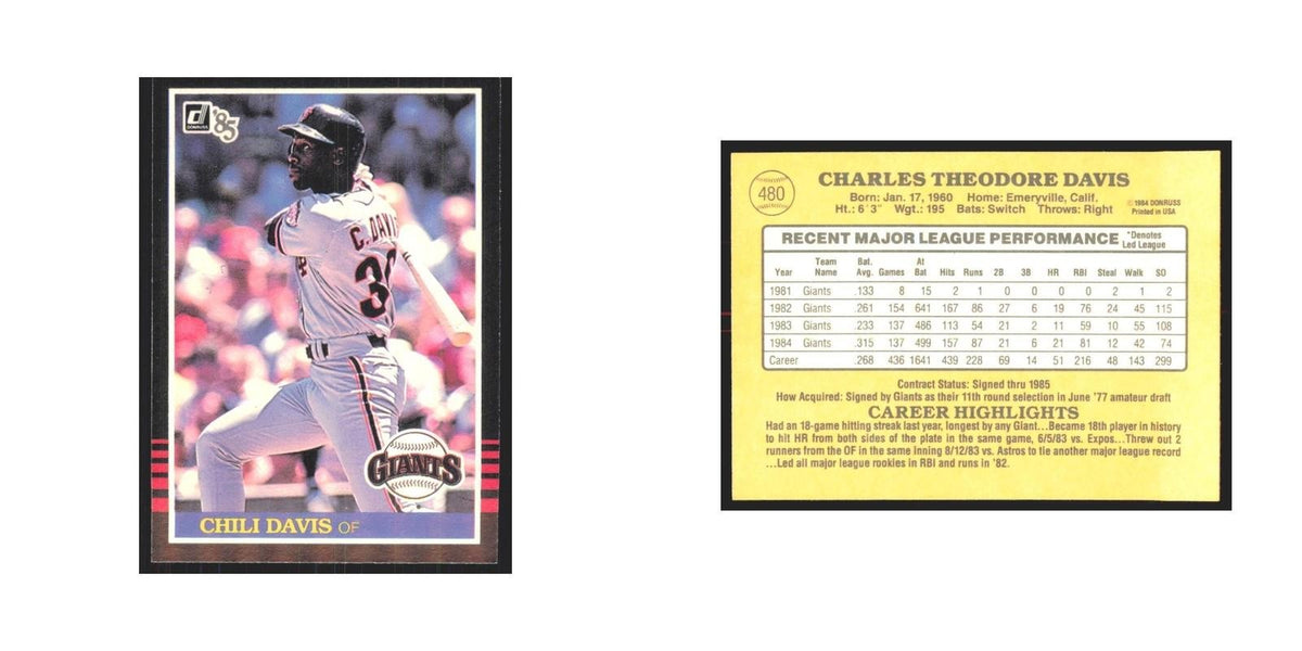 1985 Donruss Chili Davis Giants #480