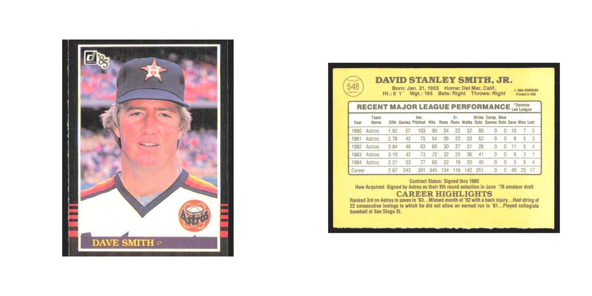1985 Donruss Dave Smith Astros #548