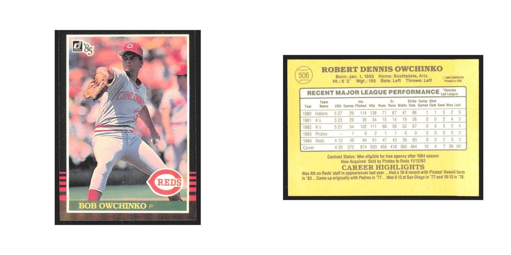 1985 Donruss Bob Owchinko Reds #506