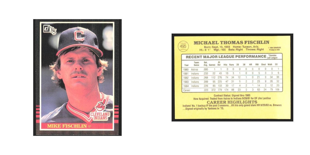 1985 Donruss Mike Fischlin Indians #495