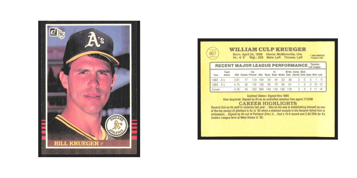 1985 Donruss Bill Krueger Athletics #467