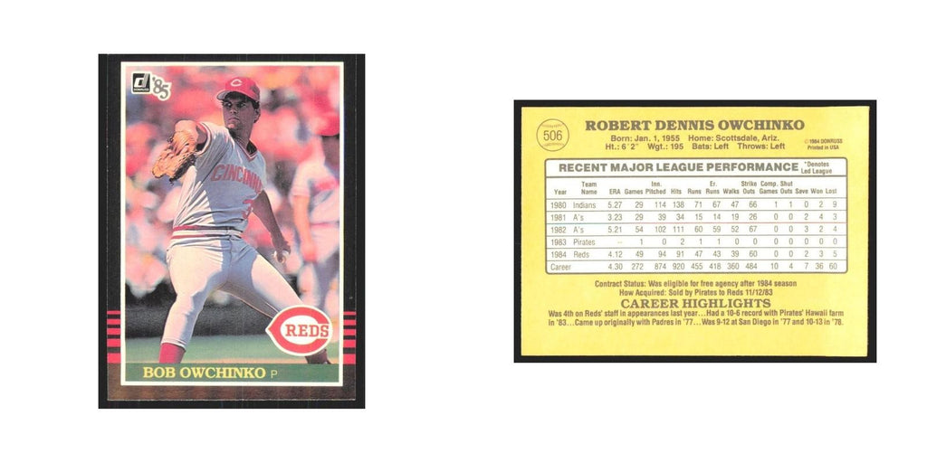1985 Donruss Bob Owchinko Reds #506