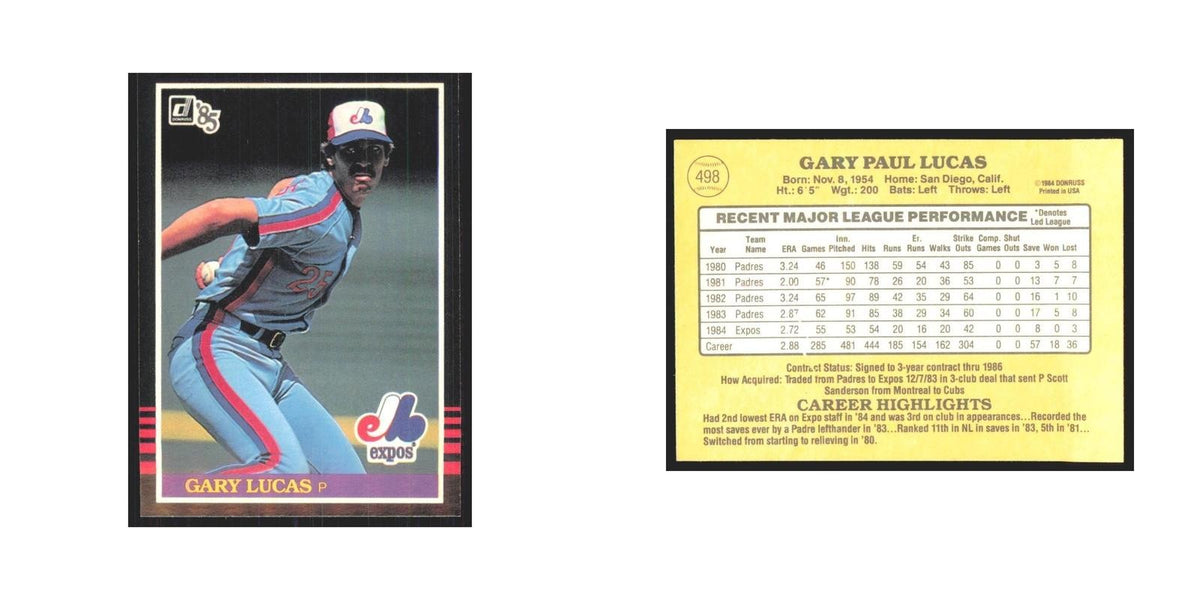 1985 Donruss Gary Lucas Montreal Expos #498