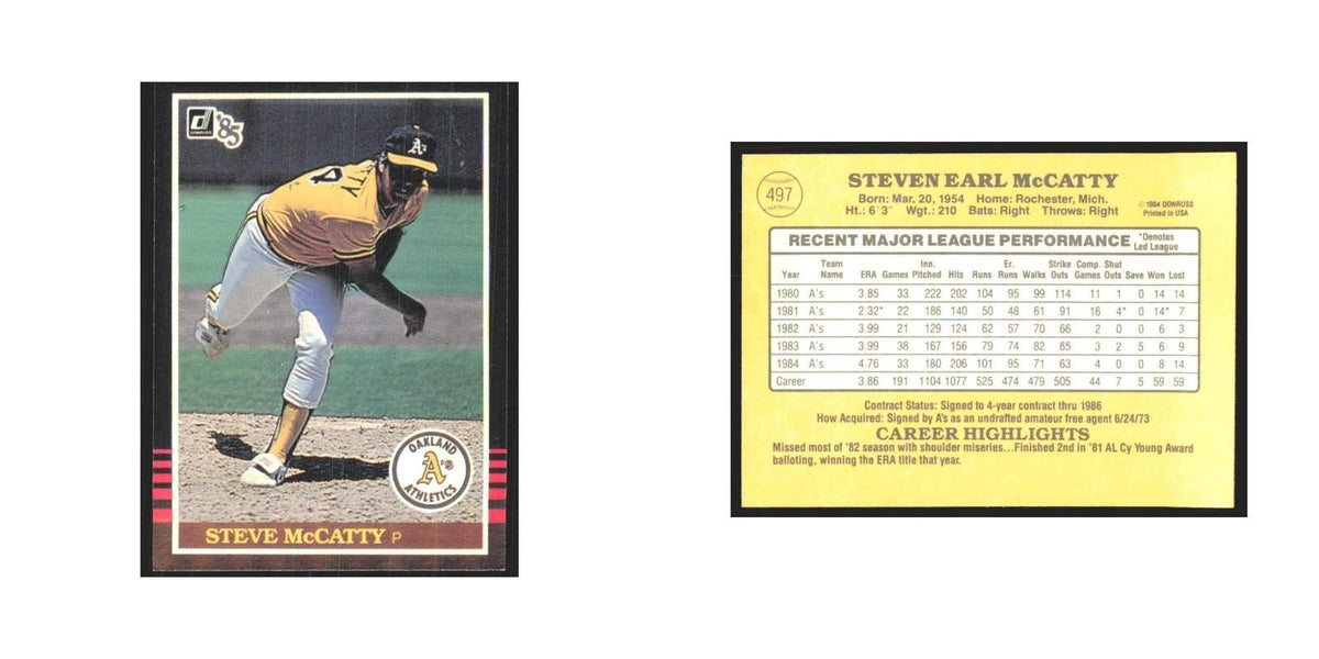 1985 Donruss Steve McCatty Athletics #497