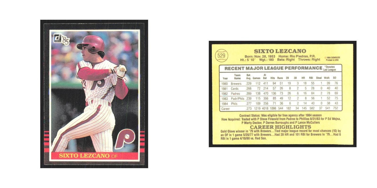 1985 Donruss Sixto Lezcano Phillies #529