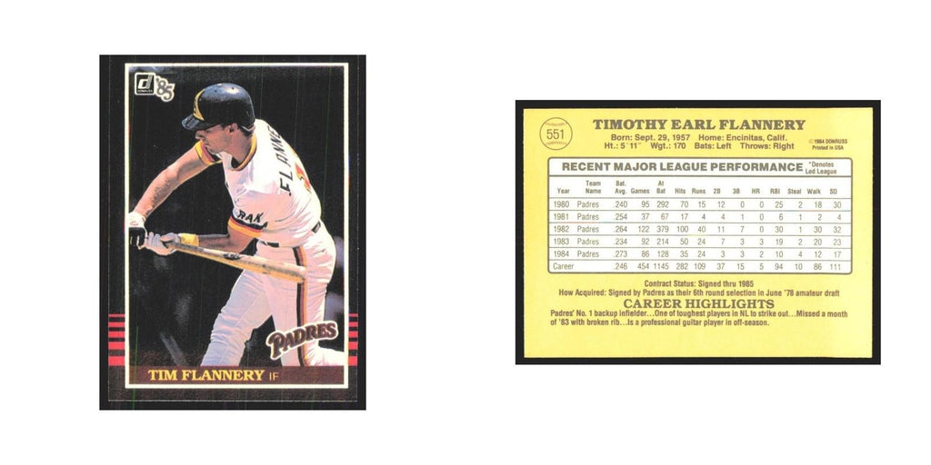 1985 Donruss Tim Flannery Padres #551