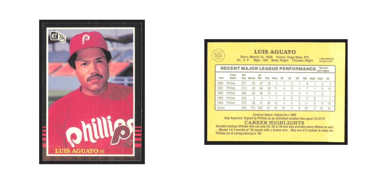 1985 Donruss Luis Aguayo Phillies #503
