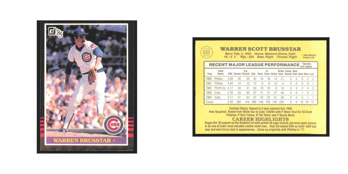 1985 Donruss Warren Brusstar Cubs #533