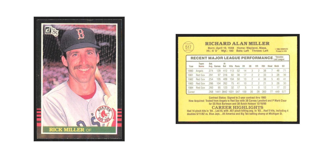 1985 Donruss Rick Miller Red Sox #517