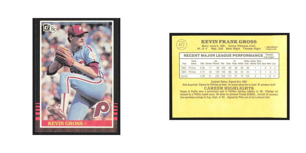 1985 Donruss Kevin Gross Phillies #477