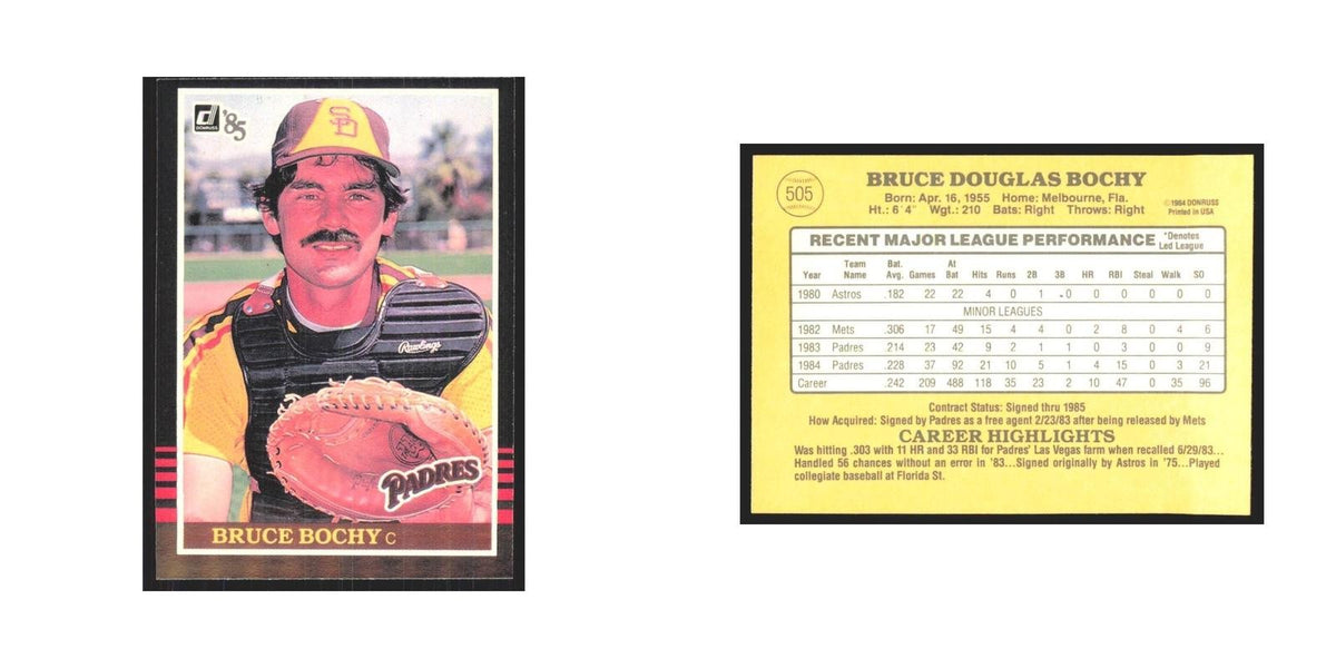 1985 Donruss Bruce Bochy Padres #505