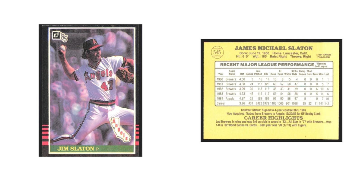 1985 Donruss Jim Slaton Angels #545