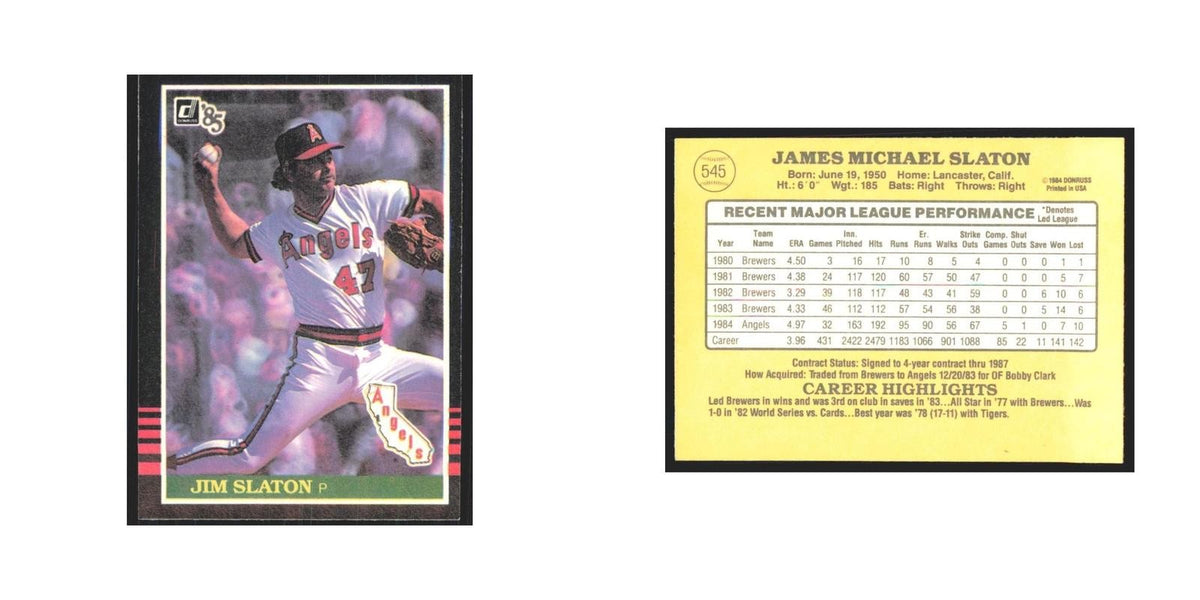1985 Donruss Jim Slaton Angels #545