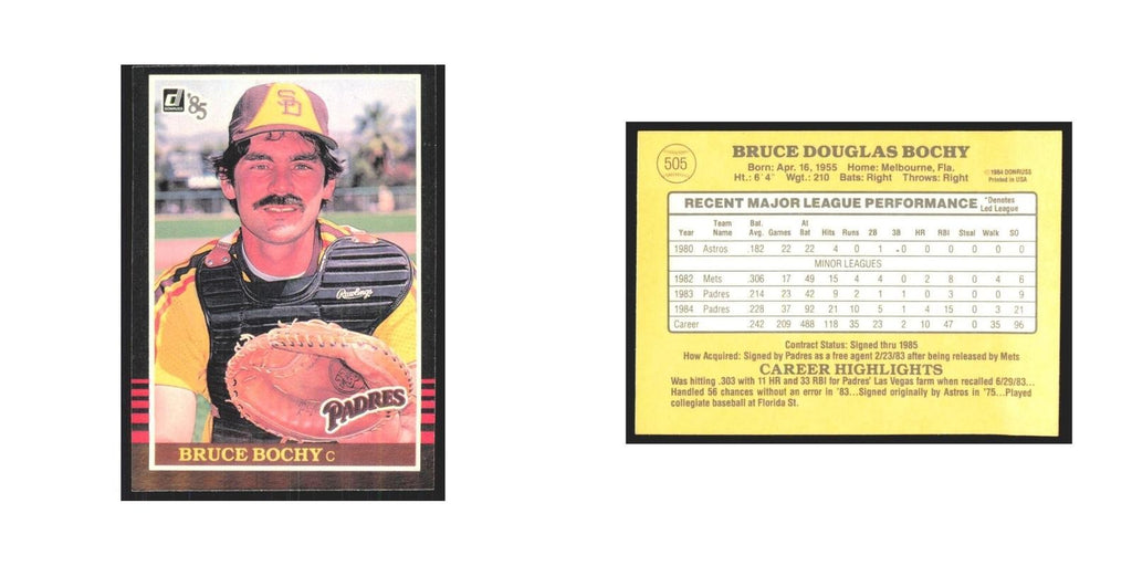 1985 Donruss Bruce Bochy Padres #505