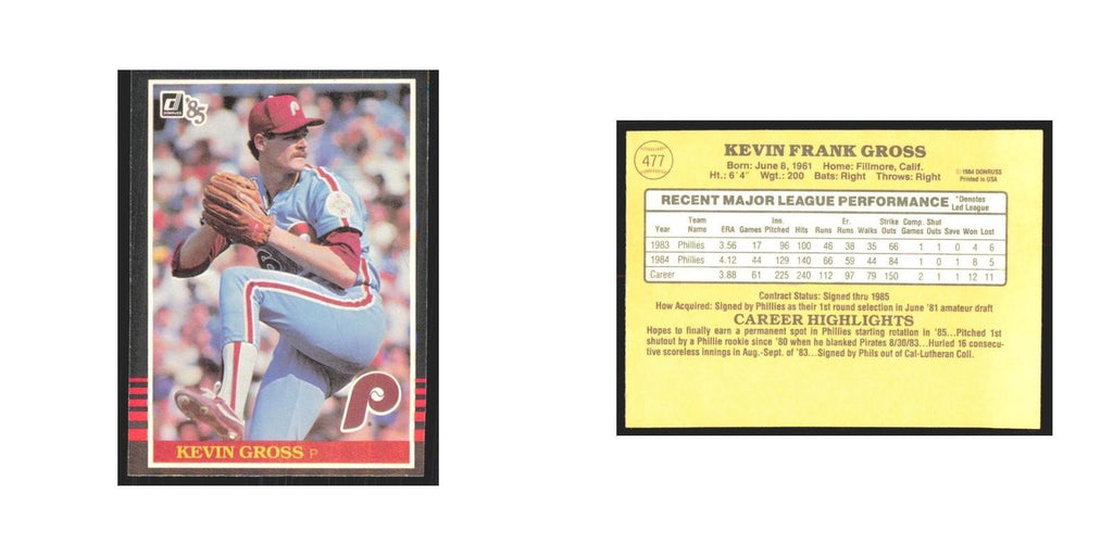 1985 Donruss Kevin Gross Phillies #477