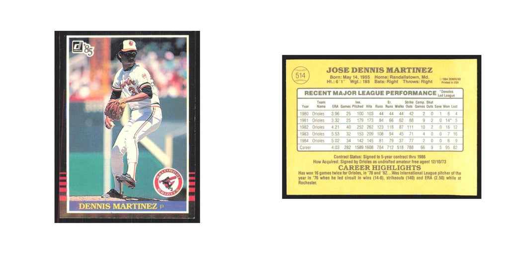1985 Donruss Dennis Martinez Orioles #514