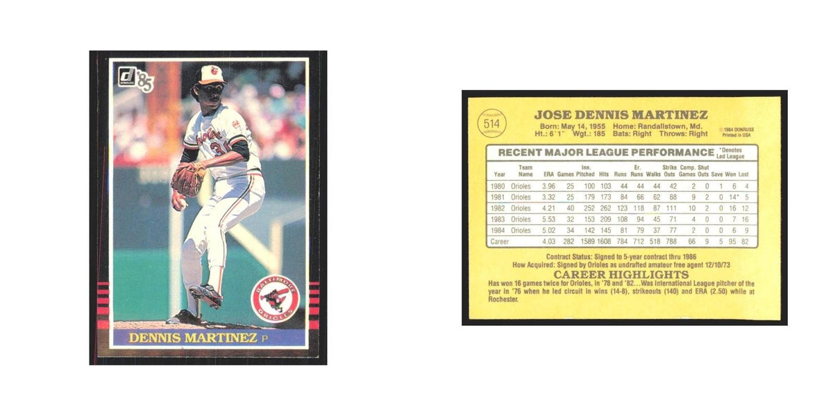 1985 Donruss Dennis Martinez Orioles #514