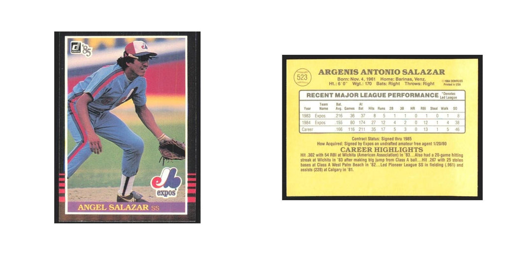 1985 Donruss Angel Salazar Montreal Expos #523