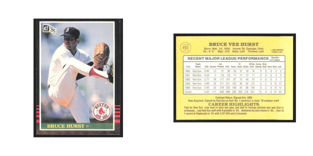 1985 Donruss Bruce Hurst Red Sox #493