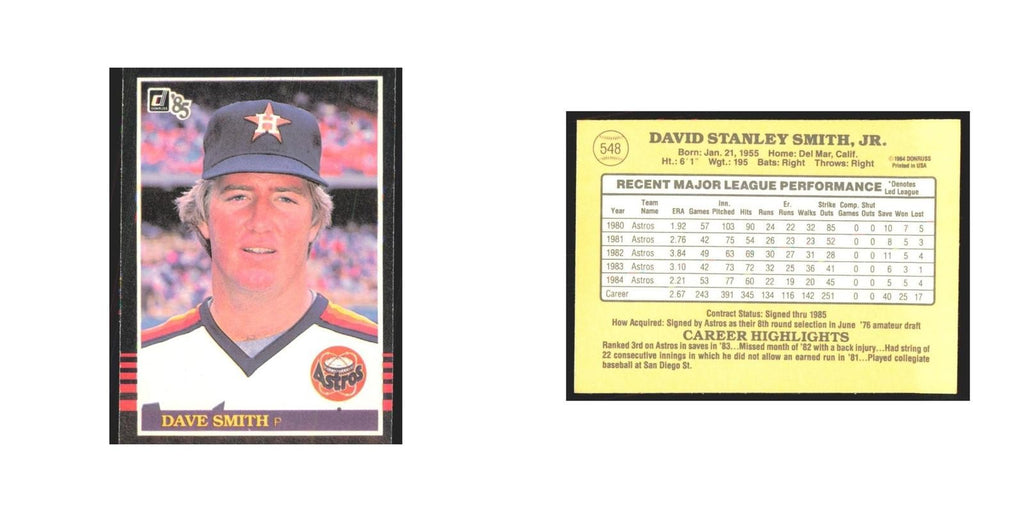1985 Donruss Dave Smith Astros #548