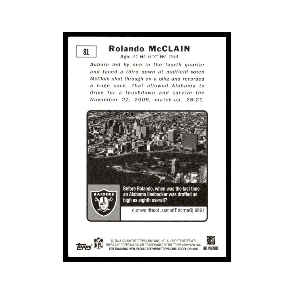 2010 Topps Magic Rolando McClain RC Raiders #81