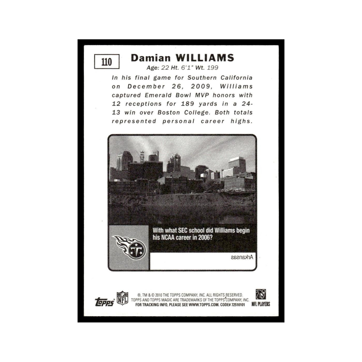 2010 Topps Magic Damian Williams RC Titans #110