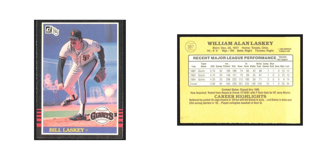 1985 Donruss Bill Laskey Giants #387