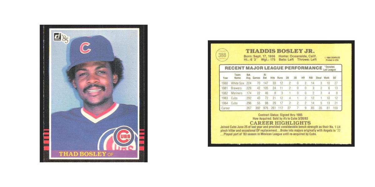 1985 Donruss Thad Bosley Cubs #388